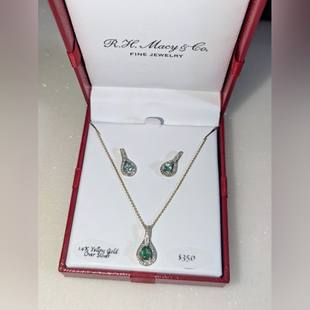 Macy's 2 -pc Emerald & Diamond accent Jewelary Set